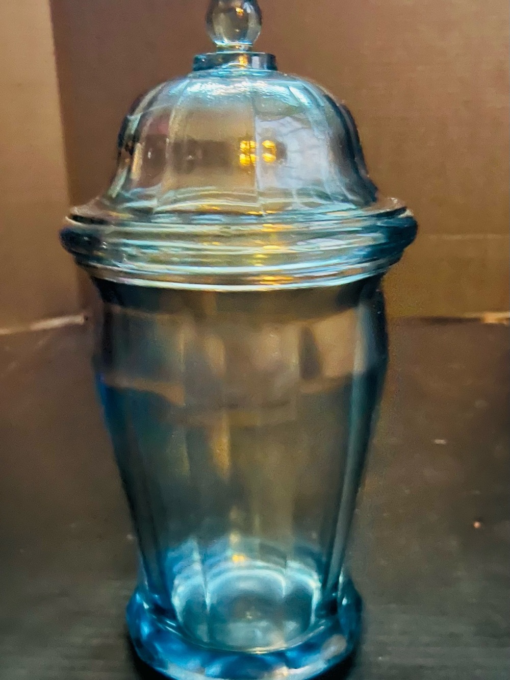 Blue Glass Lidded Canister